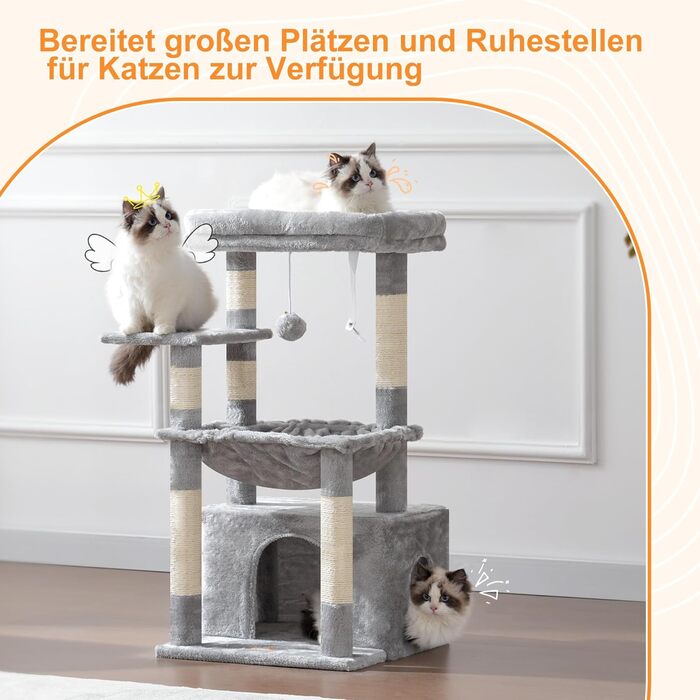 Котячий будиночок Heybly Kratzbaum HCT008SW: великий, з м'яким кошиком та місцем для сну