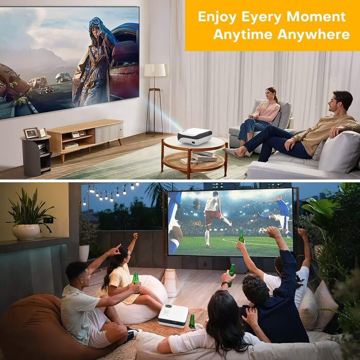 HOPVISION Beamer: Міні проектор Full HD 1080P Bluetooth 5.1 з підтримкою 4K, 8500 люмен, для дому та на вулиці, сумісний зі смартфонами, HDMI, USB, Pad, Fire Stick, PS5