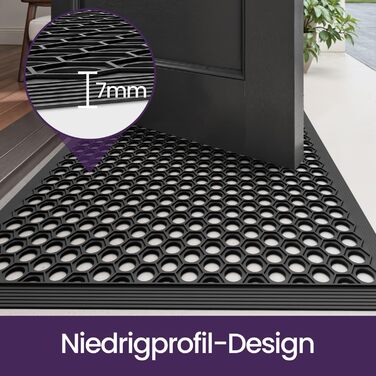 Килимок для дому та вулиці DEXI, 60x90 см, колір вугільний, антиковзаючий, водонепроникний