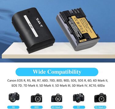 Акумулятор TAVT 2850mAh LP-E6 для Canon EOS R5, R6, R7 та ін. + Dual-Charger