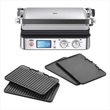 Електричний гриль Braun MultiGrill 7 CG7020: контактний гриль, барбекю та духовка 3-в-1, 2000W, велика поверхня (12 бургеров), для дому