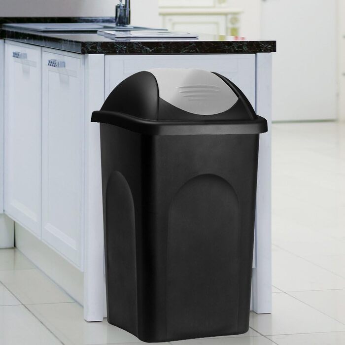 Сміттєвий кошик Stefanplast з гойдальним кришкою, 60 літрів, чорний/сріблястий