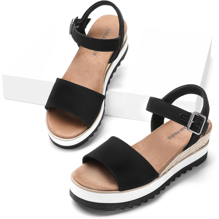 Еспадрильї жіночі Dream Pairs босоніжки на платформі, чорні 37 EU