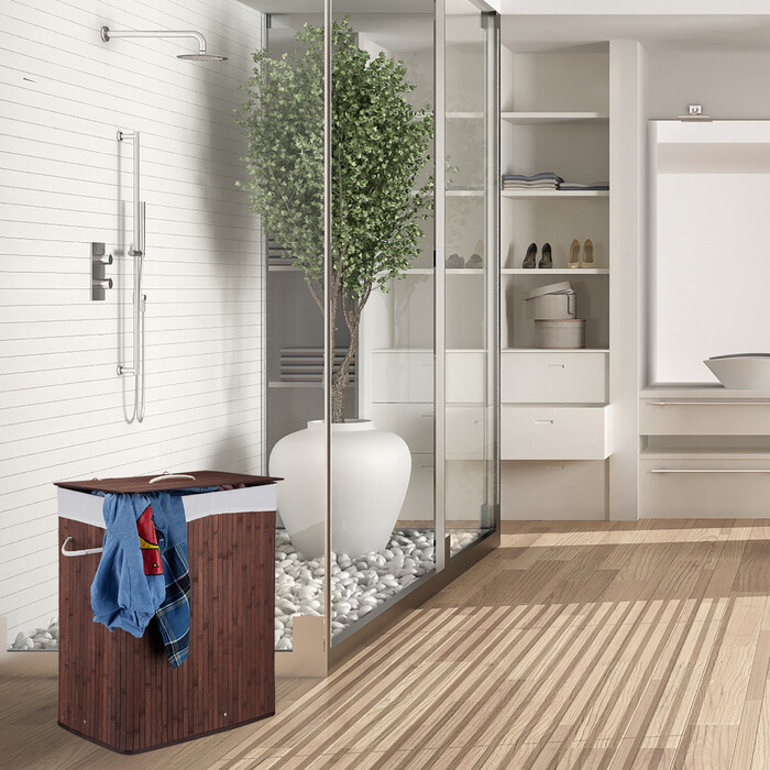 Relaxdays Laundry Basket Bamboo with 2 Compartments