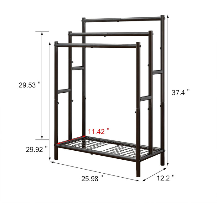 Підставка для рушників, чорна, самостійна, для ванної кімнати (середня)
