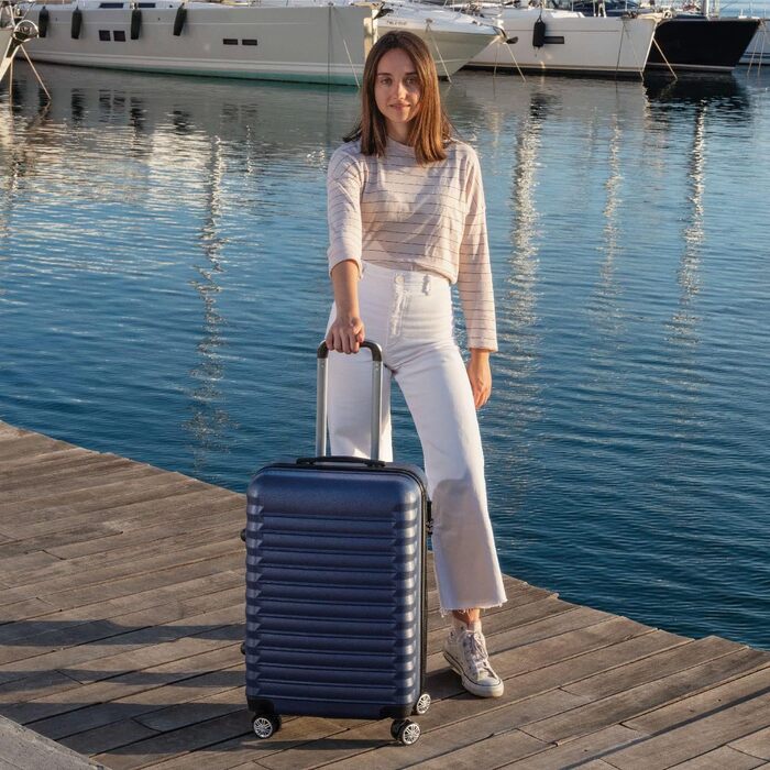 Набір валіз NUMADA 4 шт. (75см, 63см, 53см, органайзер), ABS, темно-синій