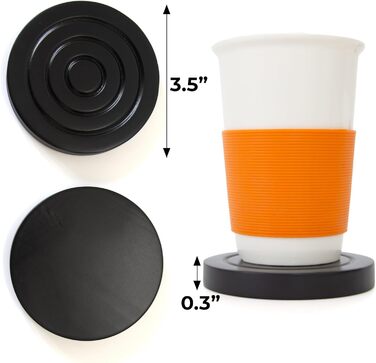 Colorful wooden coaster set for drinks, 6-piece set for drinking glasses, table protector for all table types, gift set for all occasions, Black