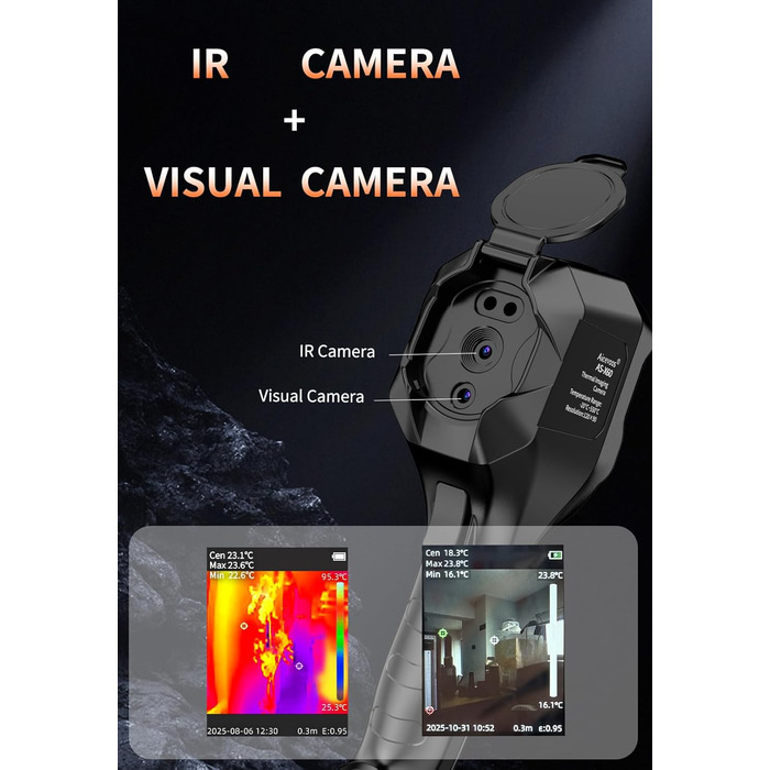 Тепловізор SuperIR 240x240: Тепловізійна камера з інфрачервоним термометром та видимим зображенням, 25 Гц, -18°C до 550°C