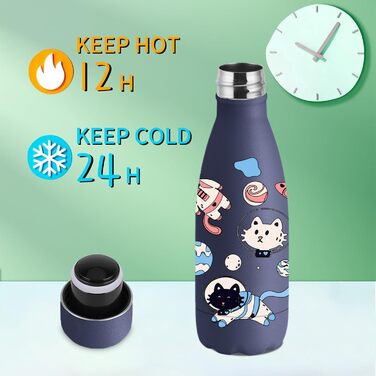 Термос Vikaster 500 мл, термофляга з нержавіючої сталі, без BPA, не протікає, багаторазовий. Ідеально для велосипеда, кемпінгу, йоги, спортзалу, фітнесу, школи, подорожей, активного відпочинку