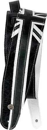 Гітарний ремінь D'Addario Planet Lock для акустичної та електрогітари, чорний сатиновий (Union Jack Black & White)