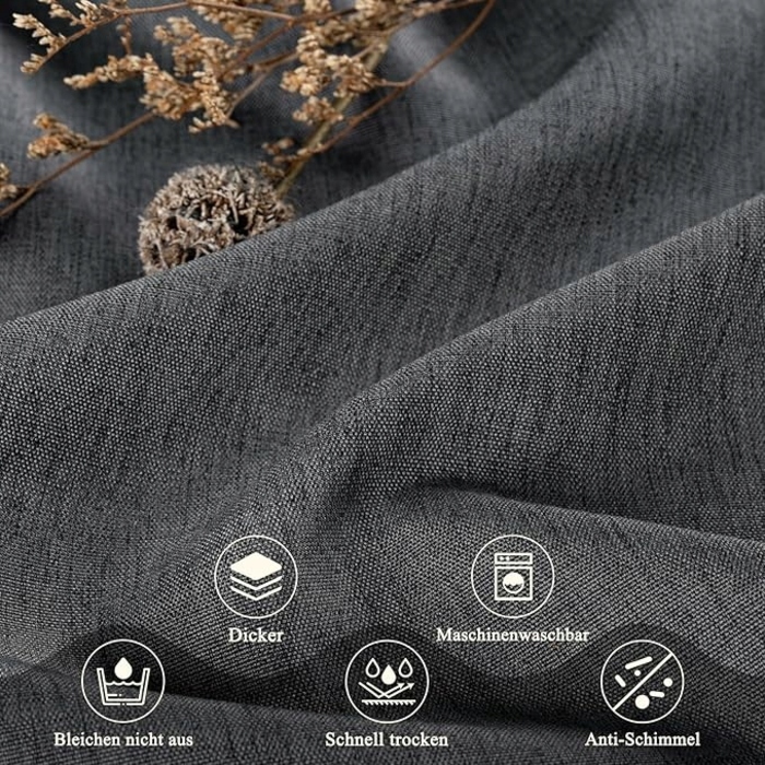 Текстильна штора для ванни, сіра, 180x180 см, на кільцях