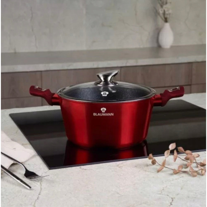 Ексклюзивна каструля Blaumann Metallic Line Burgundy 4л з кришкою