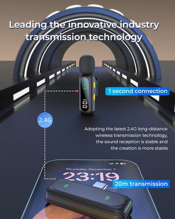 Мікрофон Handy – Петличний мікрофон сумісний з iPhone/Android/PC, магнітний лавел'єр з шумозаглушенням, для стрімінгу, влогів, YouTube та інтерв'ю (Чорний)