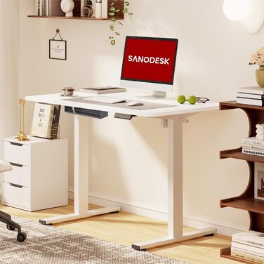 Електричний регульований стіл Sanodesk, 100x60 см, білий, з пам'яттю налаштувань