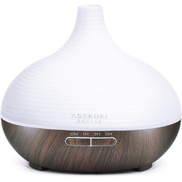 ASAKUKI Дифузор ароматичних олій 300мл, ультразвуковий зволожувач повітря, ароматерапія, LED-підсвічування, без BPA, для спа, офісу, спальні (Чорний)