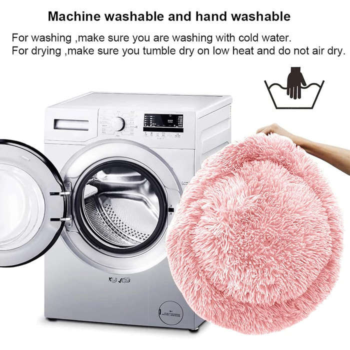 Кругле ліжко для котів та собак Nisrada, 60 см, рожеве, з неслизьким дном