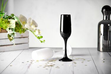 Набір келихів для шампанського, шампанського та просекко Glasmark Krosno, 6 шт., 200 мл, чорний