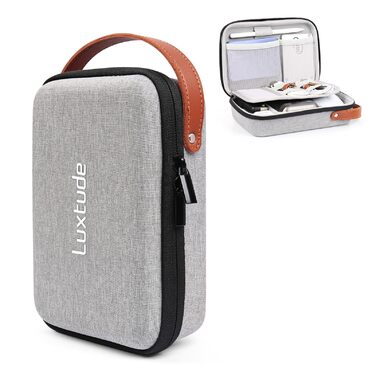 Органайзер для кабелів Luxtude: кейс для подорожей, захисний чохол для зарядних пристроїв, Powerbank, жорстких дисків (сірий)