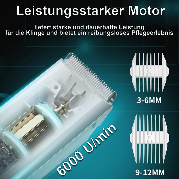 Професійна машинка для стрижки собак та котів, тиха, з керамічним лезом, електрична, водонепроникна (IPX7), зелена (Стандартний набір)