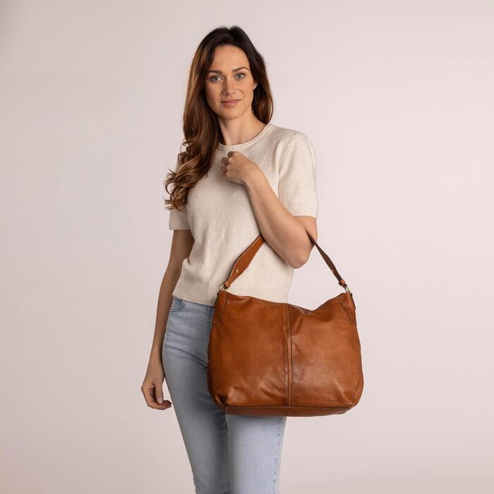 Сумка Gusti Shopper Leder Hannah - жіноча шкіряна сумка-шопер, крос-боді, коричнева