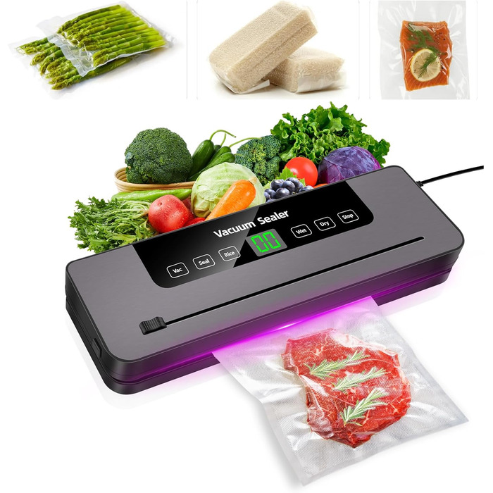 Вакуумний пакувальник харчових продуктів 6-в-1: машина для вакуумної упаковки з функціями сушіння, зволоження, нарізки та стерилізації