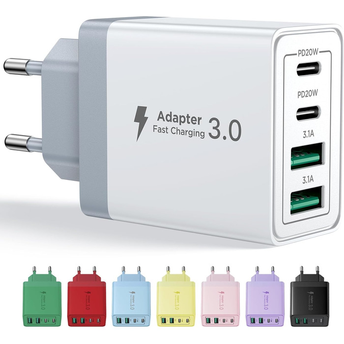 Багатопортовий зарядний пристрій Aioneus USB-C 40W з 4 портами (USB-C та USB-A) для iPhone, Samsung та інших телефонів, білий