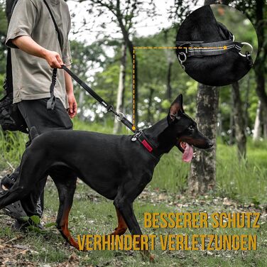 Нашийник для собак OneTigris Zug-Stopp, м'який, широка стрічка з відбиваючими елементами, чорний, XL, для середніх та великих собак