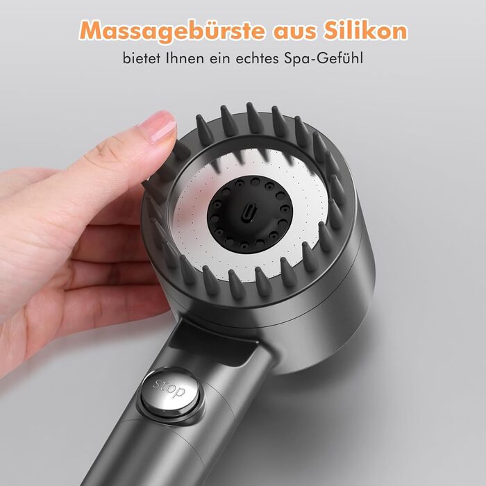 Showerhead with Filter MEKO High-Pressure Hand Shower with 15-Layer Filtration, 1.5M Hose, 3 Spray Patterns, Water-Saving Showerhead for Removing Hard Water, Residual Chlorine, Bacteria, and Heavy Metals