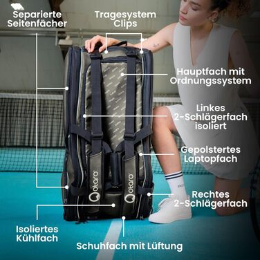 Otaro 82L Premium Tennis Bag | Badminton, Padel & Squash Racket Bag | Unisex Tennis Backpack for Coaches - Green/Gray