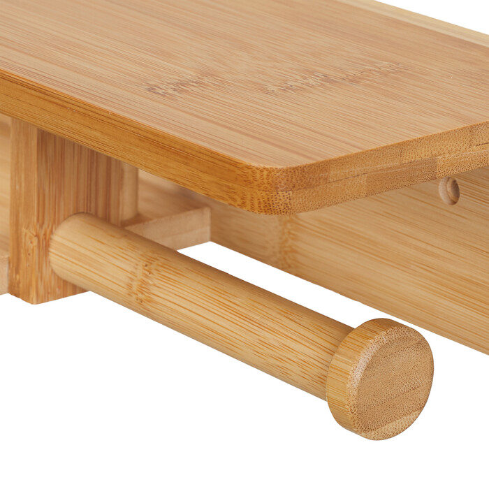 Relaxdays Bamboo Toilet Paper Holder with 2 Shelves