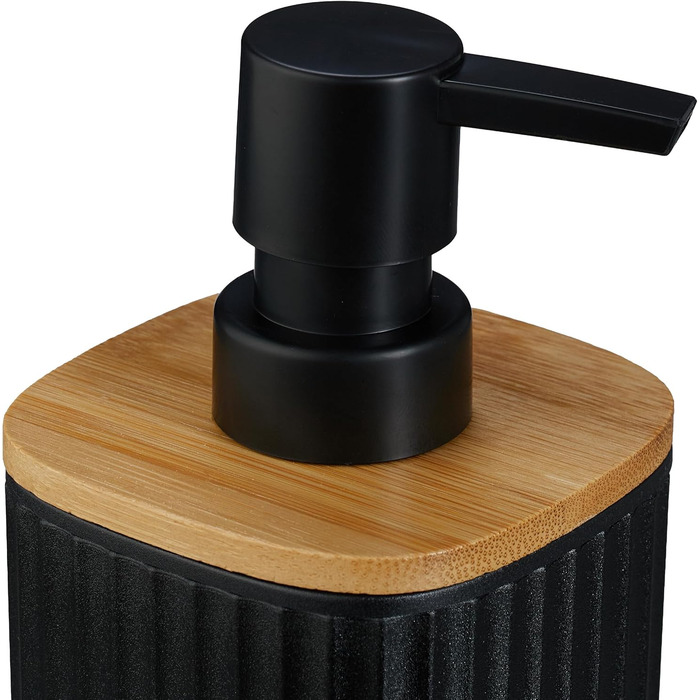 Набір для ванної кімнати Relaxdays, 6 предметів: аксесуари для ванної з пластику та бамбуку, повний набір, білий/натуральний (чорний/натуральний)