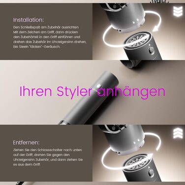 Фен-щітка Hairstyler 6 в 1: для локонів, об'єму, випрямлення та сушіння волосся, 1400W, 110000 обертів/хв, сірий