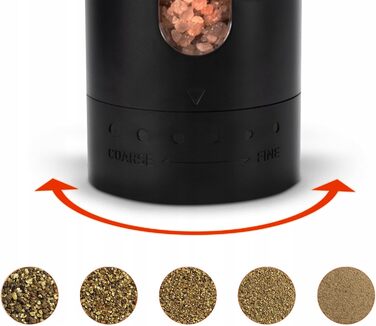 Електричні мельниці для солі та перцю 2 шт. – USB-C, LED, підставка, щітка для чищення – для солі, перцю, чилі, трав (110 мл)