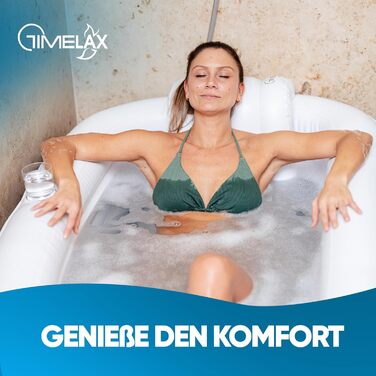 Надувна ванна TIMELAX® XL з ергономічною спинкою | 0,5 мм PVC, без BPA | Мовна, розкладна, для дорослих, чорна