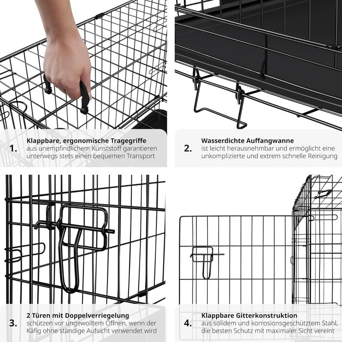 Транспортний вольєр для собак Tectake®: стабільний, розкладний, для колір, цуценят, в багажник, авто, кемпінг, квартира - 108 x 71 x 76 см