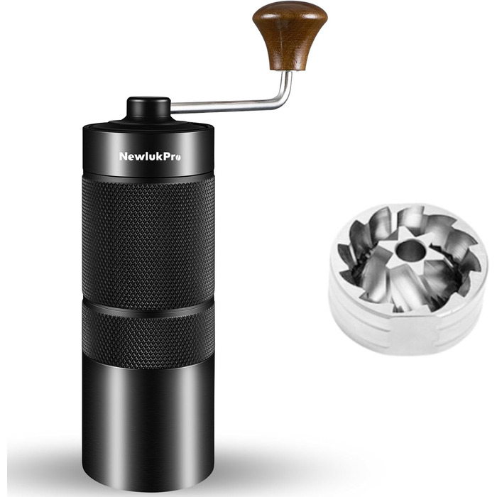 NewlukPro M6 Coffee Grinder Manual, Capacity 25g, Hand Coffee Grinder with Sharp Hexagonal Burr, Portable Manual Coffee Bean Grinder for Pour Over and Espresso