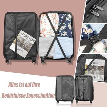 Набір валіз LALAHO 4 шт. з косметичками, рожеве золото, ABS, для подорожей