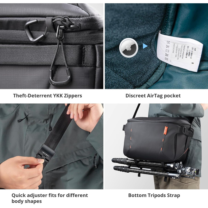 Сумка для камери PGYTECH OneMo Sling – водонепроникна фотосумка на плече для Sony, Canon, Nikon, DJI Mini 4 Pro, DJI Avata 2, DJI Mavic, Stativ, Laptop (Camo, 7L-9L)