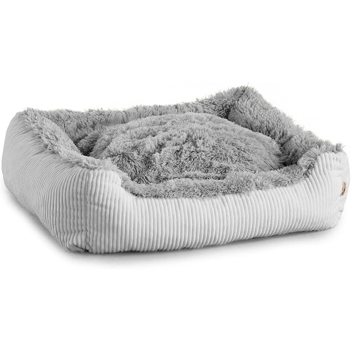 Gutekissen® Шерстяне ліжко для собак середнього розміру - М'яке, зручне, легко миється, сірий колір, розмір 90x75 см