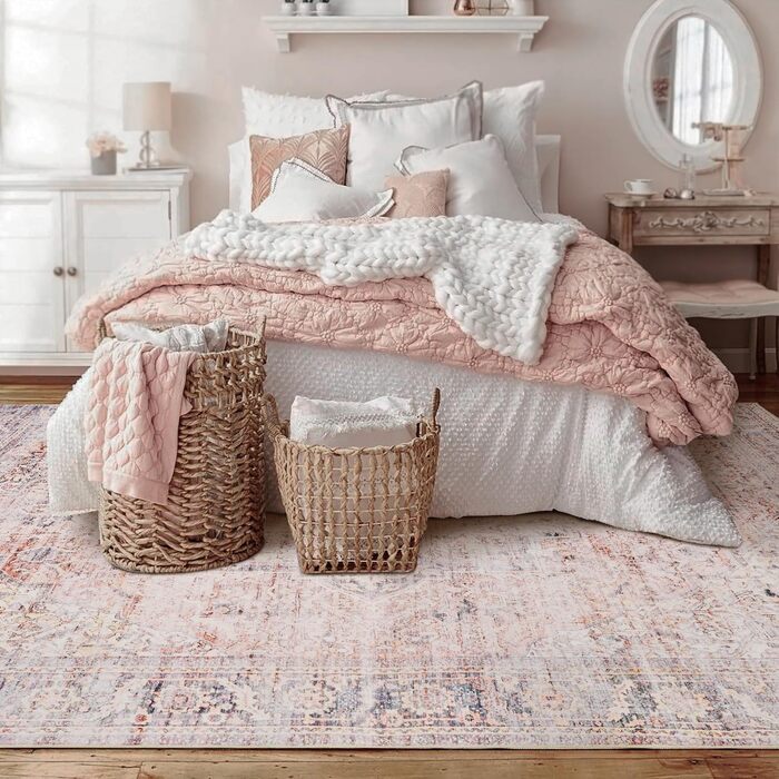 Килим миючий, штучна вовна, світло-бежевий, для дому, спальня, під ліжко, їдальня, під стіл, 152x244 см