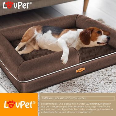 Ортопедичне ліжко для собак Lovpet® з подушкою та мискою, 3 іграшки, для малих, середніх та великих собак, знімний та пральний чохол, 91x71x22 см