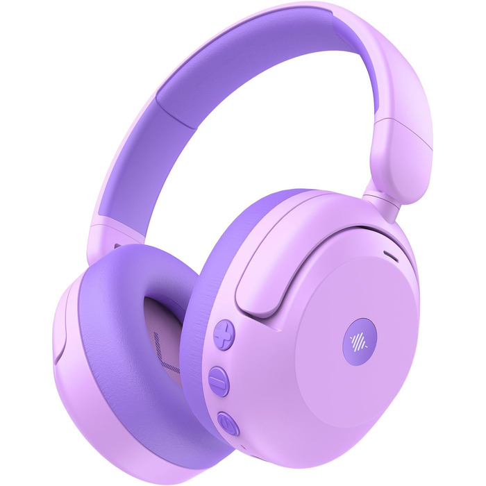 iClever Бездротові навушники з шумозаглушенням для дітей Bluetooth, 60 годин роботи, 80 дБ безпечний рівень гучності, зручна посадка, Bluetooth 5.4, AUX кабель для подорожей (білий, зелений, фіолетовий)