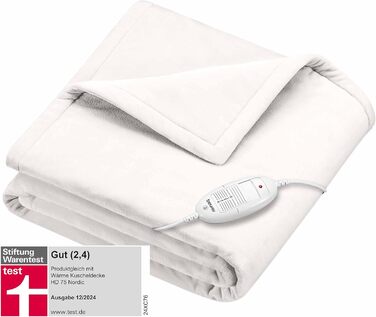 Електрична ковдра Beurer HD 75 з 6 рівнями нагріву, системою безпеки та автовимкненням, 180 x 130 см, біла