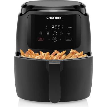 Фритюрниця електрична Chefman 4.75 л з антипригарним покриттям, чорна - для сім'ї, картоплі, курки, м'яса, риби