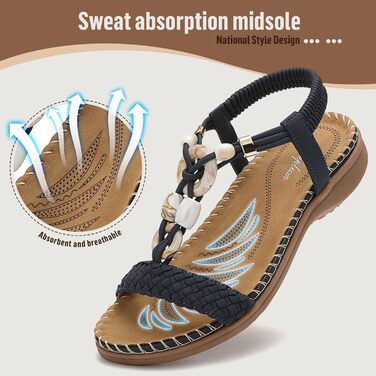Жіночі сандалі Littleplum літні плоскі зручні босоніжки (41 EU, блакитні)
