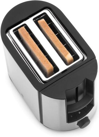 WMF Bueno Pro Toaster 2 Slice, Double-Slot Toaster Stainless Steel with Roll Holder, 2 Slices, 6 Browning Levels, 870 W, brushed stainless steel