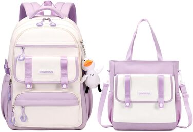 Шкільний рюкзак для дівчаток 2 в 1: рюкзак та сумка через плече, 45 см, фіолетовий. Підходить для 3-7 класів.