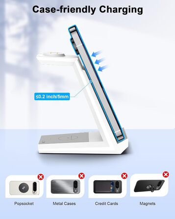 Бездротова зарядка NANAMI 3-в-1 для Google Pixel Watch 3/2, Fitbit Versa 4/3, Pixel 10 Pro/10/9/9a/8/7, Pixel Buds Pro 2 (Класичний Білий)