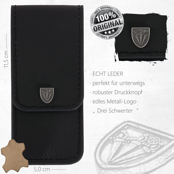 Набір для манікюру та педикюру 'Modena' від DREI SCHWERTER (4 шт.) | Німецька якість, шкіряний етоуй. Вміст: ножиці, пінцет, нагетільна пемза, ремувер для кутикули. Чорний колір