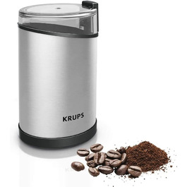Електрична кавомолка Krups Fast Touch GX204D з нержавіючої сталі, 200 Вт, чорний колір, 75 г